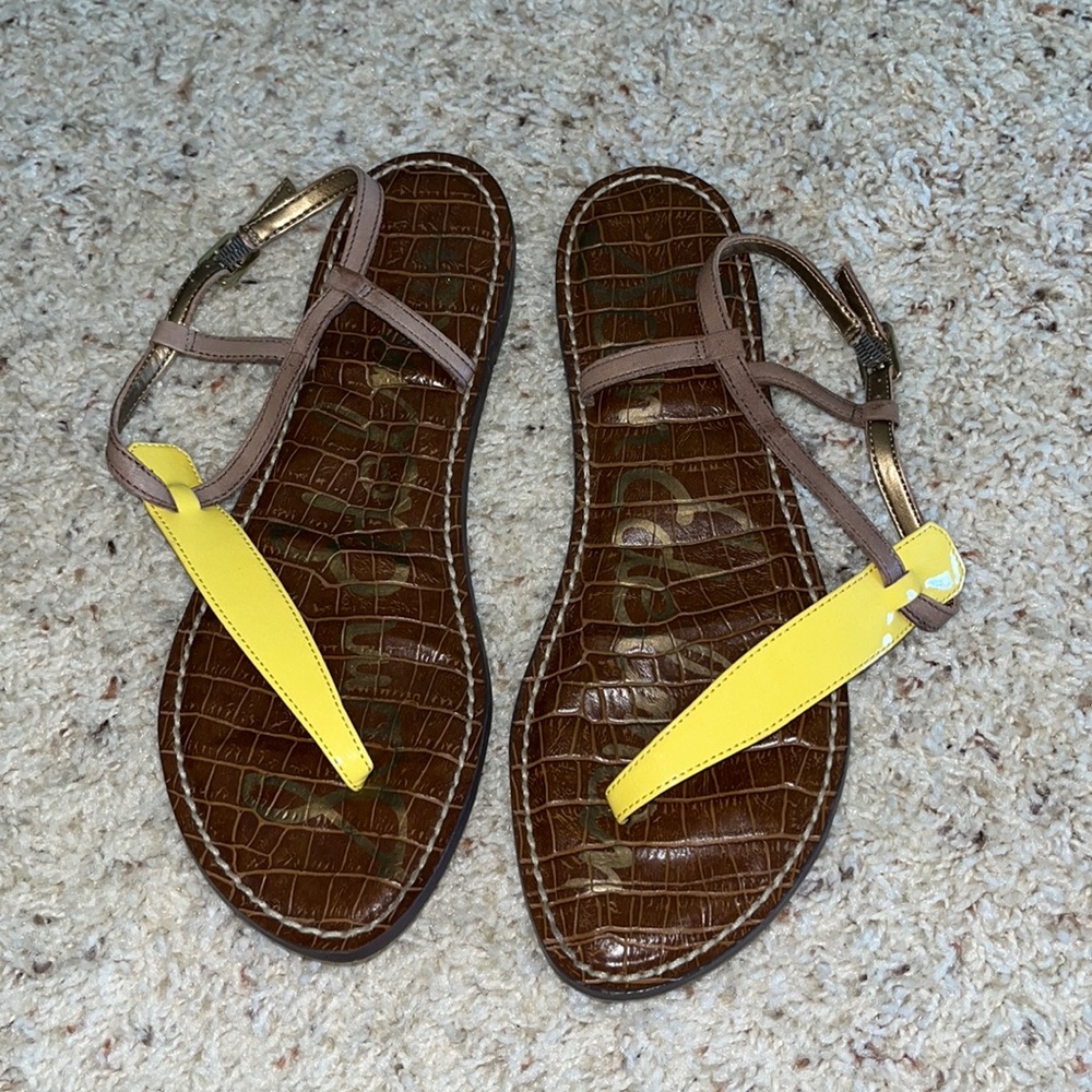 Sam Edelman Brown and Yellow Leather Sandals